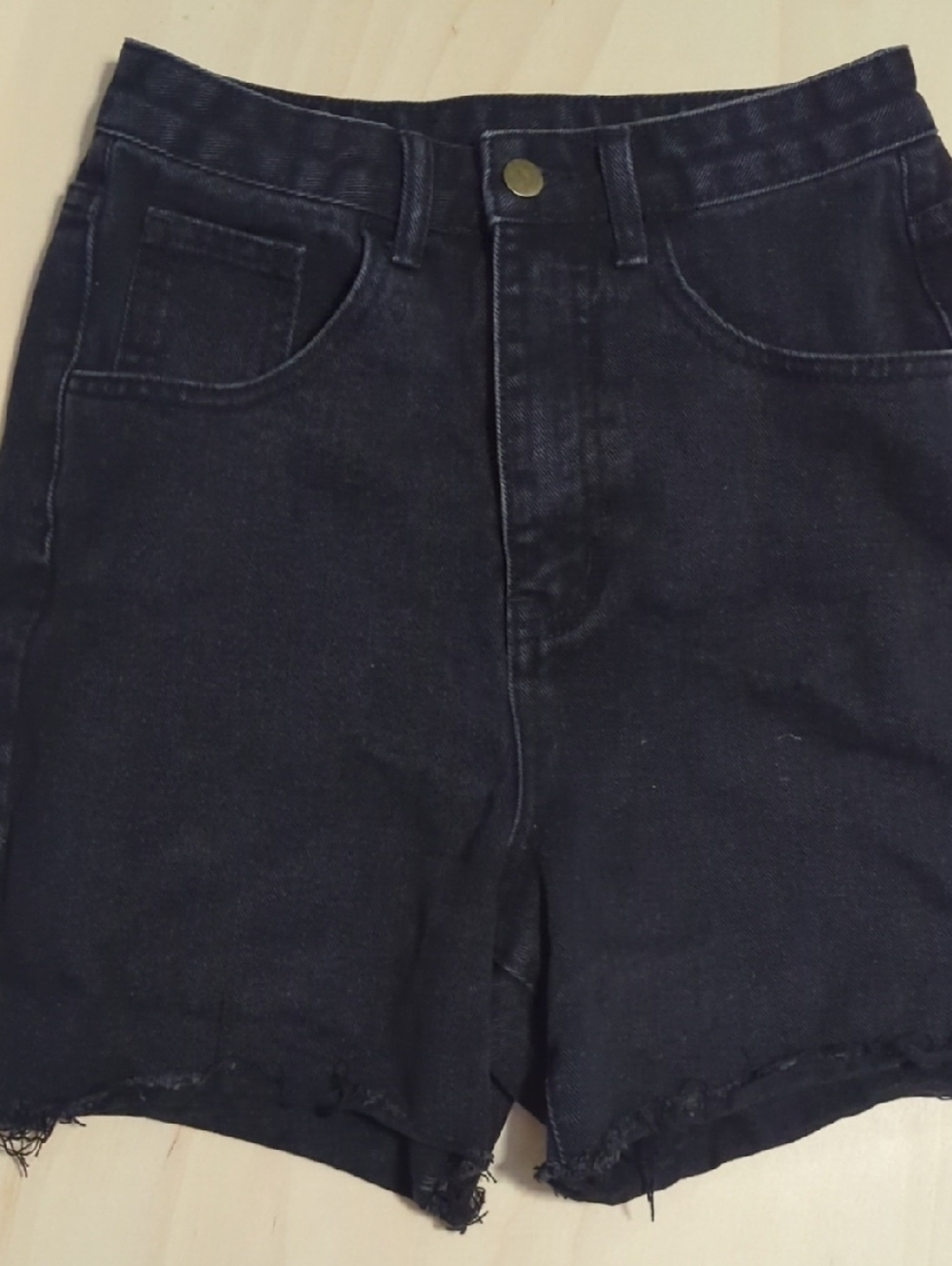 Princess Polly Black High-Waist Denim Shorts
